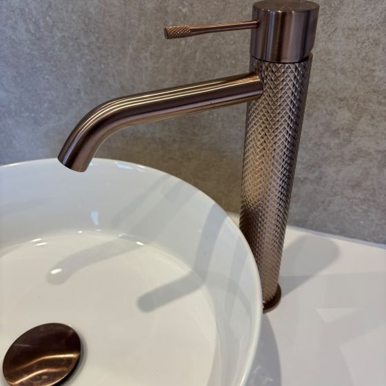 Moray Satin Bronze Knurled Tall Basin Tap