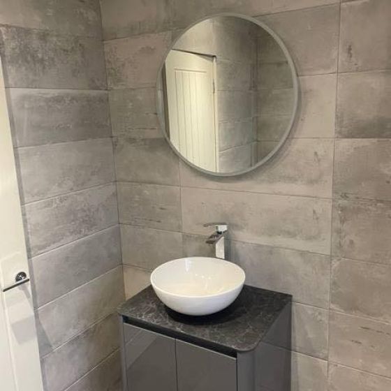 Callerton Grey Floor Standing Vanity Unit with Slate Worktop