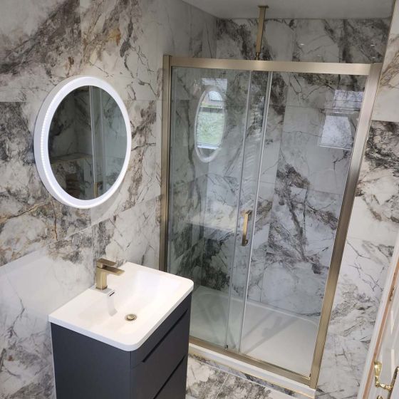 Fabio Brushed Gold Sliding Shower Door