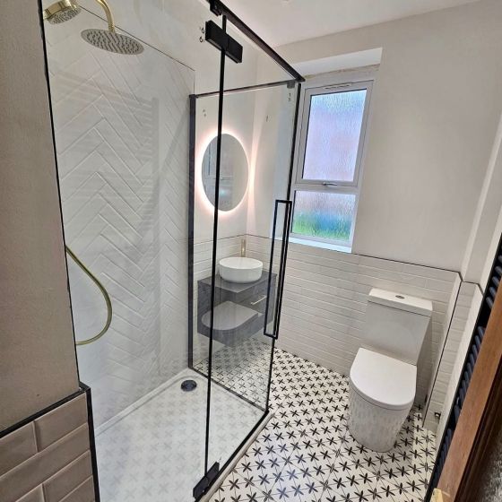 Black Hinged Shower Door - 1200mm