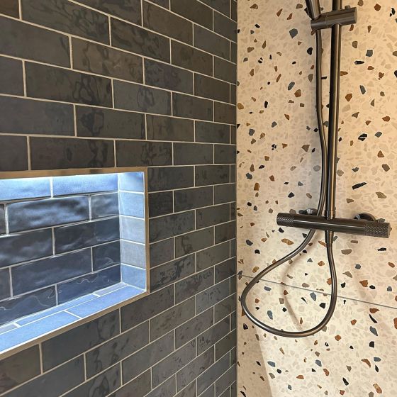 Napoli Marine Gloss Porcelain Brick Tile - 200x65mm