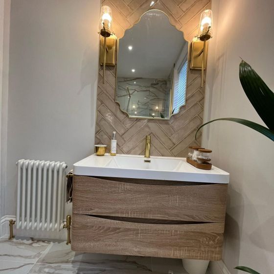 Erin Wall Hung Vanity Unit in Light Oak & Resin Basin