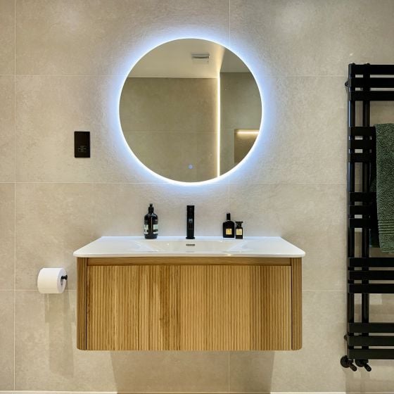 Wish Ribbed Wall Hung Vanity Unit in Natural Oak