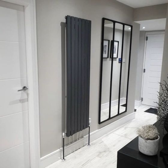 Perth Grey Single Vertical Flat Panel Radiator