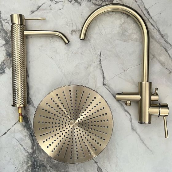 Champagne Gold Knurled Tall Basin Tap