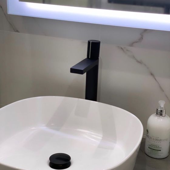 Pancho Matt Black & Chrome Tall Basin Tap