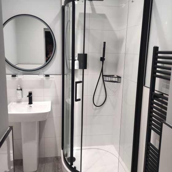 Fabio Black Sliding Shower Door Quadrant