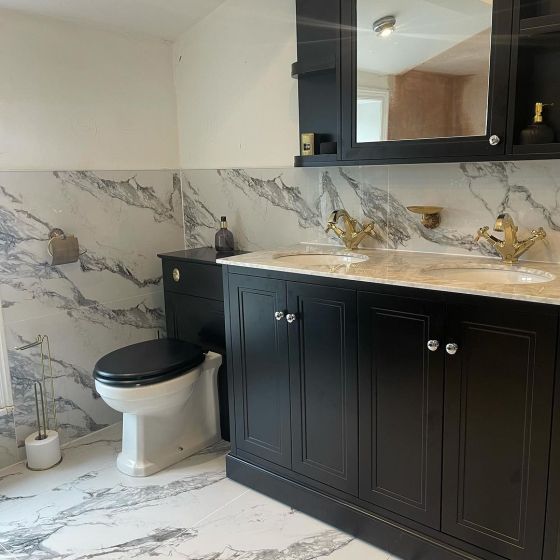 Richmond Square Double Vanity Unit in Matt Black - 1200mm