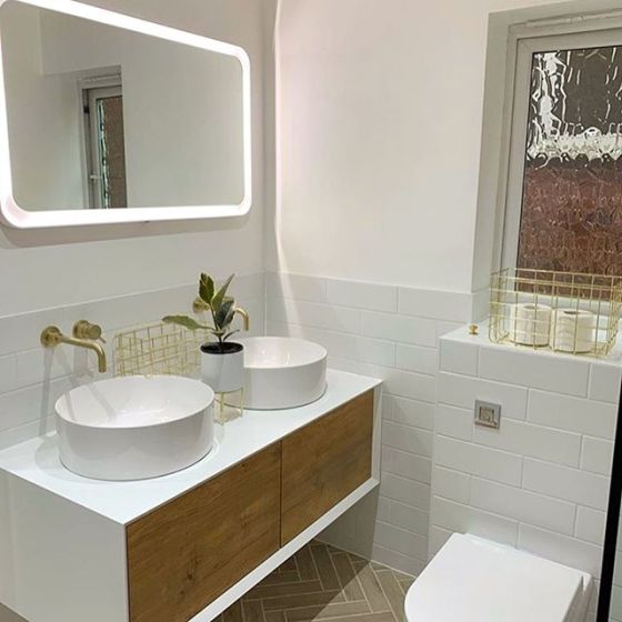 Devlin White & Oak Double Vanity Unit