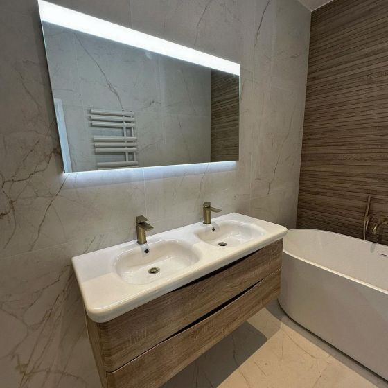 1200mm Wall Hung Vanity Unit in Light Oak & Link Resin Basin
