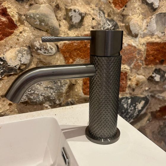 Gun Metal Knurled Basin Tap