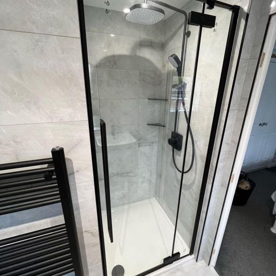 Black Hinged Shower Door - 800mm
