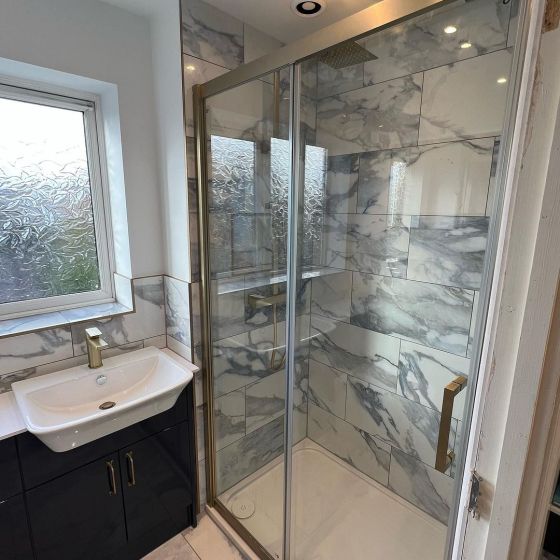 Brushed Gold Sliding Shower Door - 1200mm