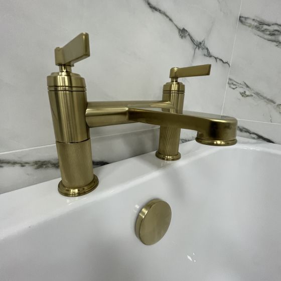 Brushed Gold Ribbed Bath Filler Tap