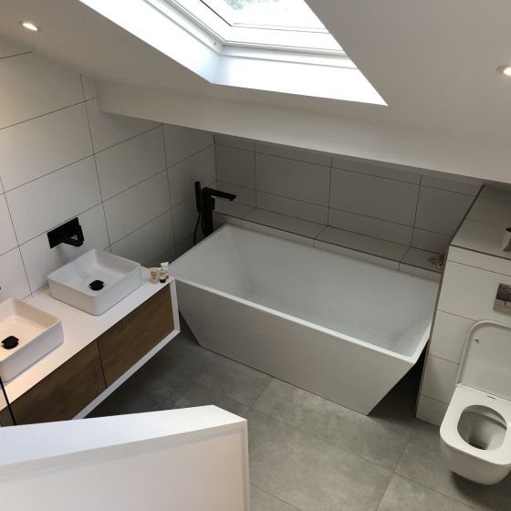 Devlin Wall Mounted Vanity Unit Gloss White & Oak