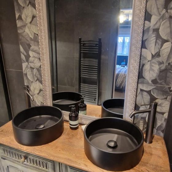 Macey Countertop Stone Basin Matt Black