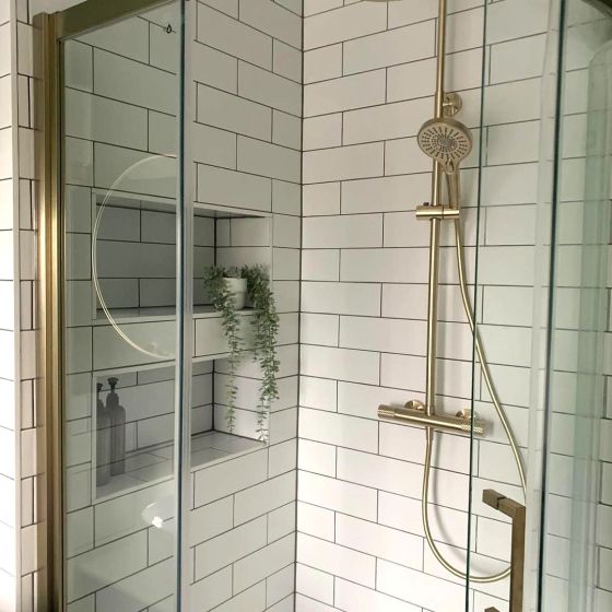 Fabio Brushed Gold Sliding Door Shower Quadrant