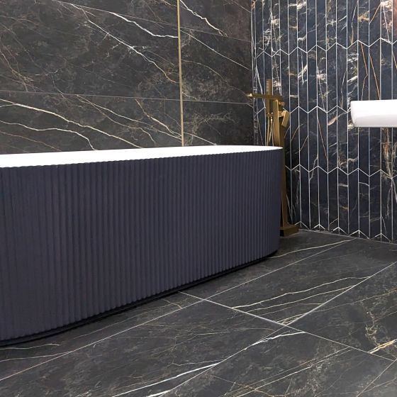 Olympia Midnight Grey Freestanding Fluted Bath