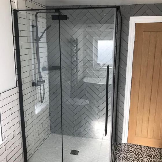 Taylor Black Hinged Shower Door