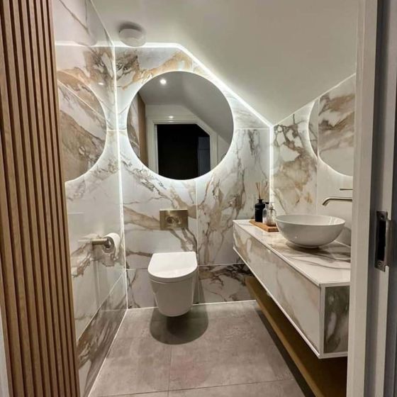 Charlie Beige Marble Gloss Porcelain Tile