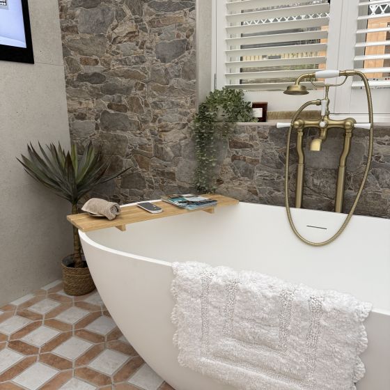 Warwick Brushed Gold Traditional Bath Shower Mixer Tap on Standpipes