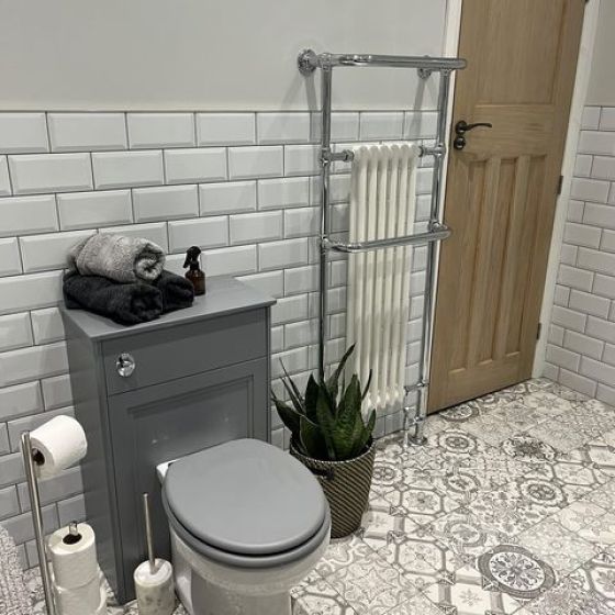 White & Chrome Heated Towel Rail
