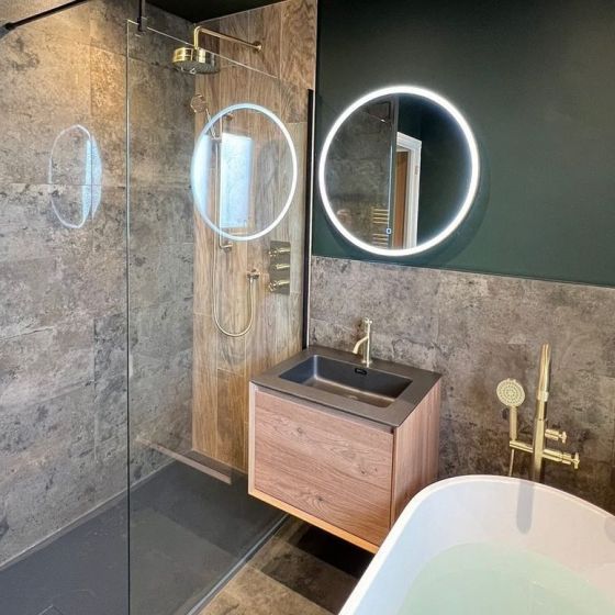 Avery Black Round LED Mirror