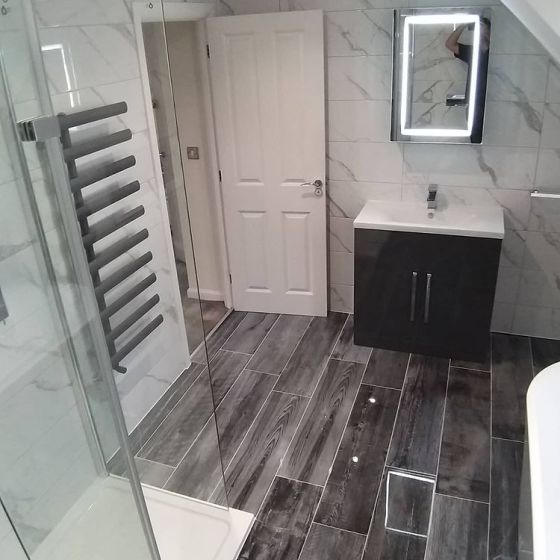 Myst Smoke Gloss Wood Effect Porcelain Tile