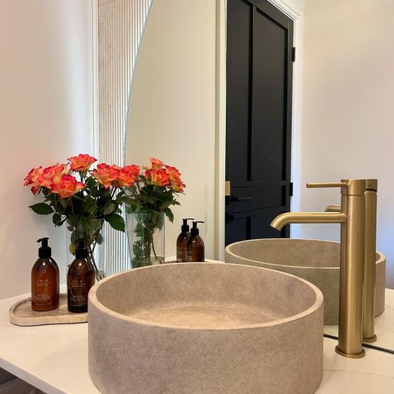 Elora Brushed Gold Tall Basin Mixer Tap
