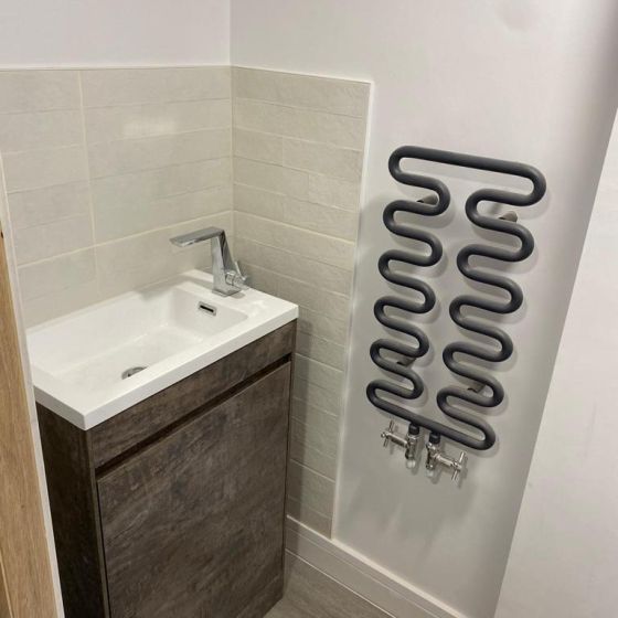 Odion Floor Standing Cloakroom Vanity Unit in Metallic