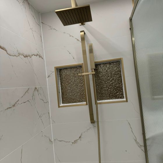 Liva Square Slide Rail Shower Kit -  Brushed Gold
