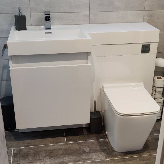 Summers Left Hand Vanity Combination Unit in White Gloss