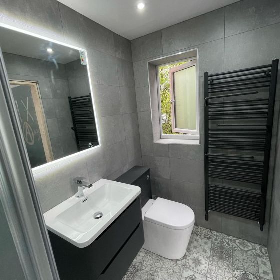 Jenka Anthracite Heated Towel Rail With Hangers