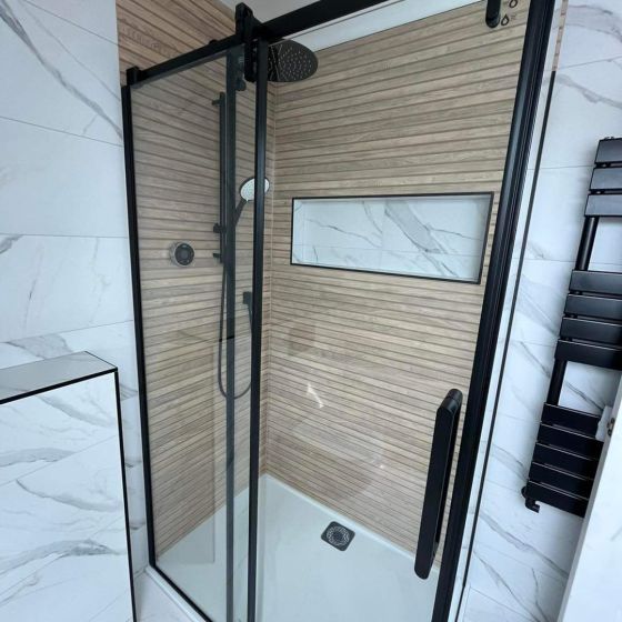 Ryland Black Sliding Shower Door