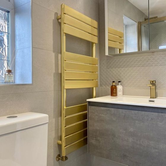 Rosa Brushed Gold Heated Towel Rail
