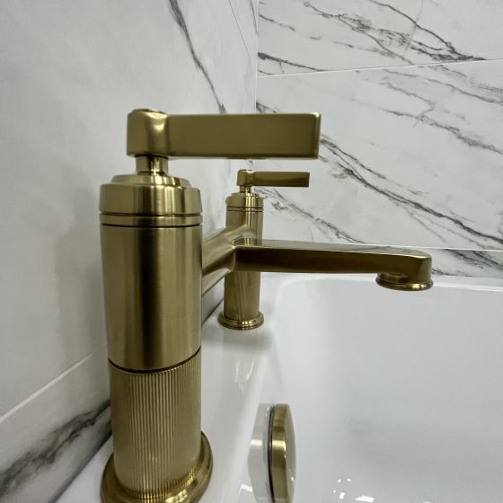 Brushed Gold Ribbed Bath Filler Tap