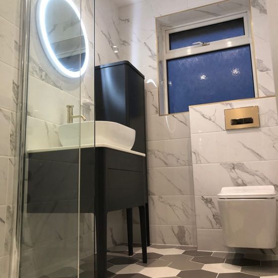 Sayle White, Silver & Grey Hexagon Porcelain Tiles