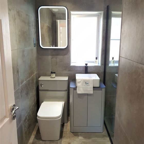 Callerton Light Grey Floor Standing Vanity Unit with Slate Worktop