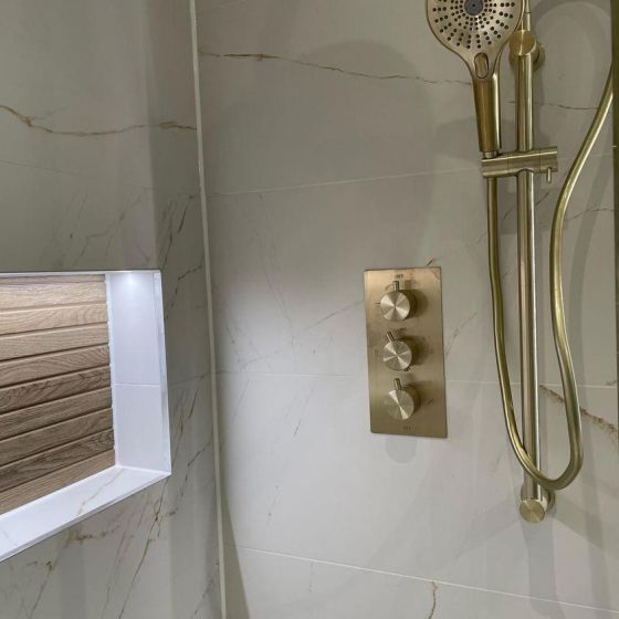 Thermostatic Concealed Dual Outlet Shower Valve - Champagne Gold