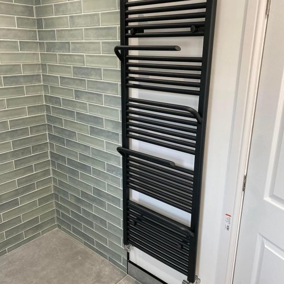 Jenka Matt Black Heated Towel Rail