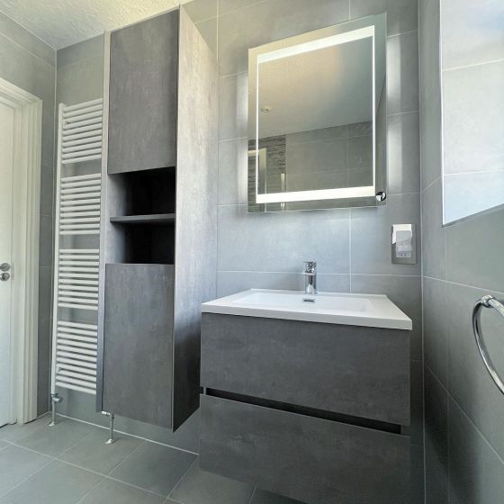 Galyn Wall Mounted Vanity Unit in Concrete