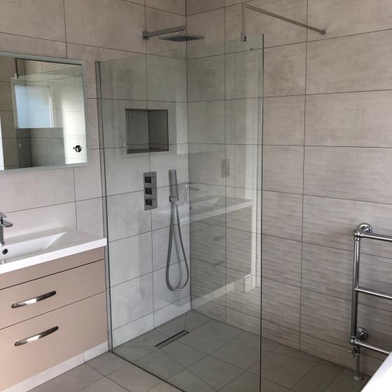 Oxford Walk-In Chrome Profile Fixed Shower Screen - Clear Glass
