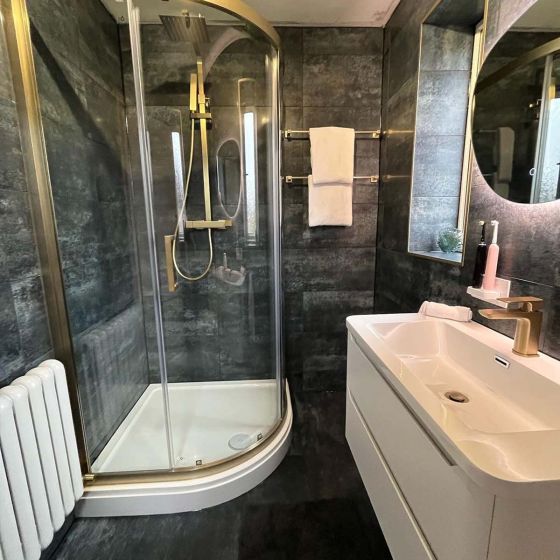 Fabio Brushed Gold Sliding Shower Door Quadrant