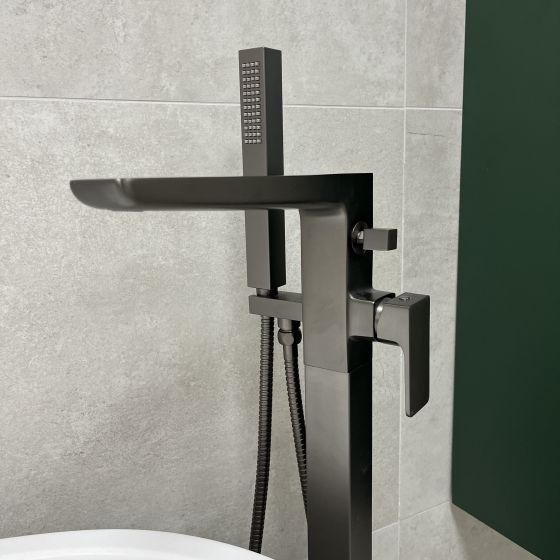 Gun Metal Freestanding Bath Shower Mixer Tap