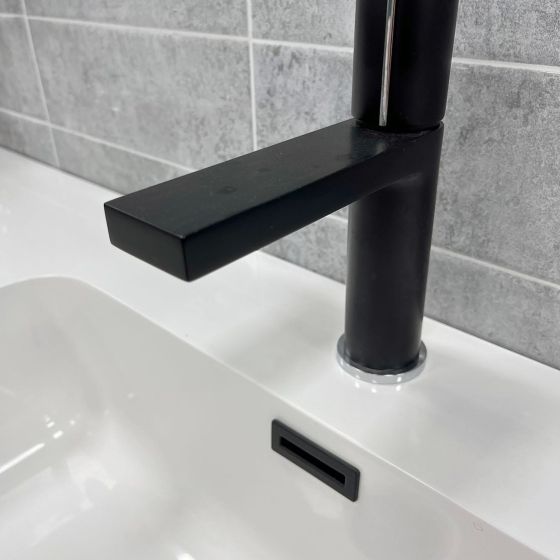 Pancho Matt Black & Chrome Basin Mixer Tap