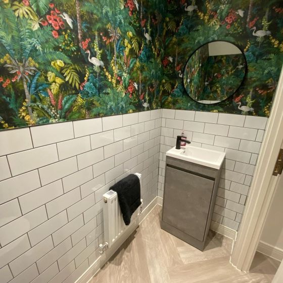 Odion Floor Standing Cloakroom Vanity Unit in Concrete