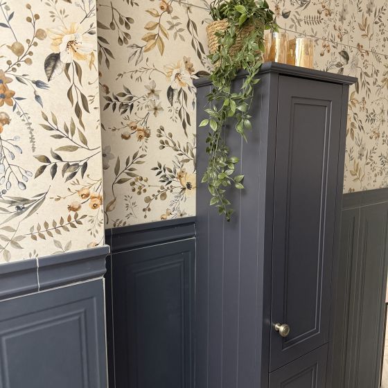 Richmond Midnight Grey Floor Standing Tall Bathroom Storage Cabinet