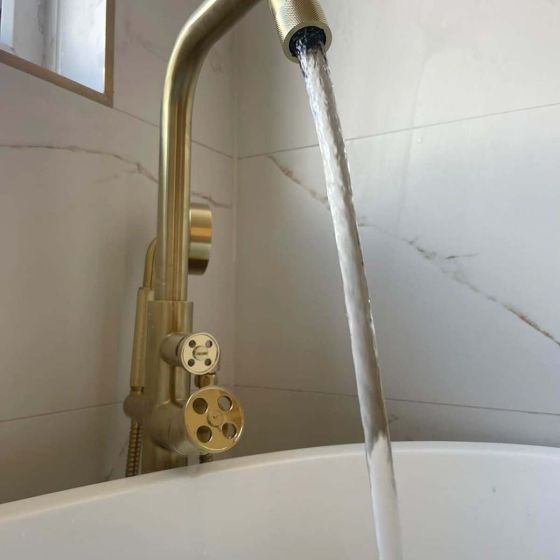 Urban Brushed Gold Freestanding Bath Shower Mixer Tap