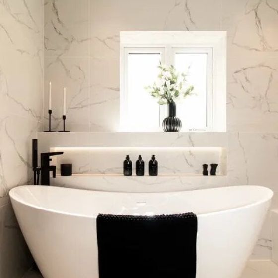 Kamino Statutario White Rocker Porcelain Marble Tile 1200x600mm