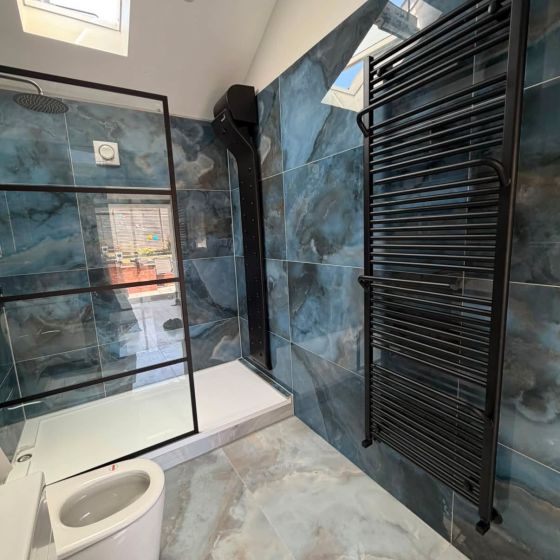 Jenka Matt Black Heated Towel Rail